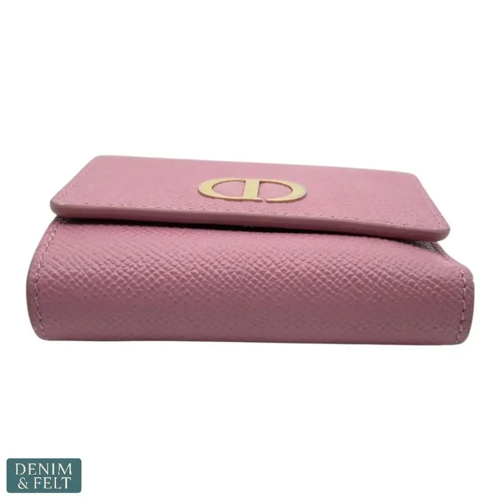 Christian Dior Montaigne 30 Lotus Pink Trifold Compact‎ Wallet Gold Hardware